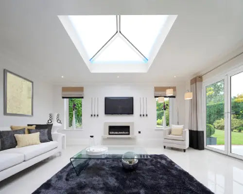living room brightened by roof lantern